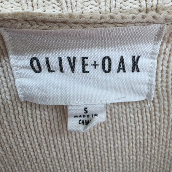 Olive +‎ Oak Beige Black Striped Open Front Cardigan Sweater S Long Sleeve Knit - Picture 9 of 14